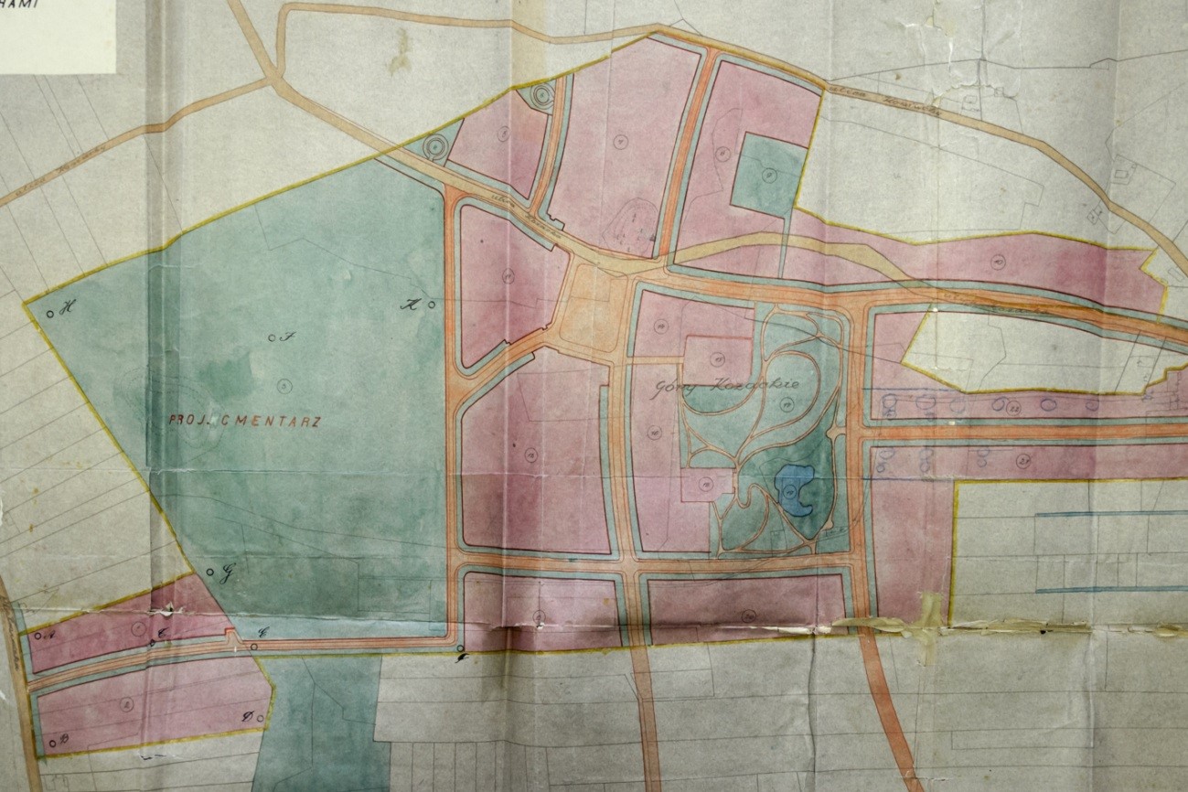 Projekt zabudowy terenu Kozackich G&oacute;r, 1923 r., APT, AmT WB, sygn. 3076